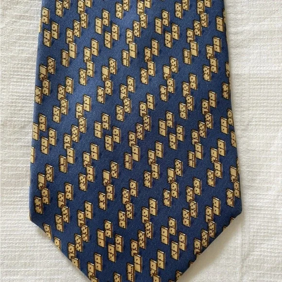 Salvatore Ferragamo Blue and Gold Nautical Ties